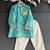 Multicolor printed cotton silk kurta pyjama