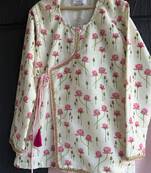 pink printed cotton silk kurta pyjama