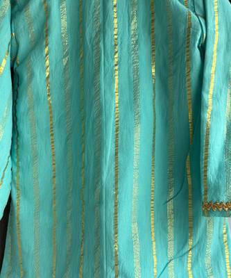 Blue embroidered cotton silk Boy's Kurta Pyjama 4