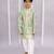 Green printed cotton silk kurta pyjama