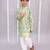Green printed cotton silk kurta pyjama