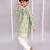 Green printed cotton silk kurta pyjama