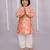 Peach printed cotton silk kurta pyjama