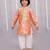 Peach printed cotton silk kurta pyjama