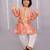 Peach printed cotton silk kurta pyjama
