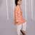 Peach printed cotton silk kurta pyjama