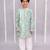 Green printed cotton silk kurta pyjama