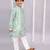 Green printed cotton silk kurta pyjama