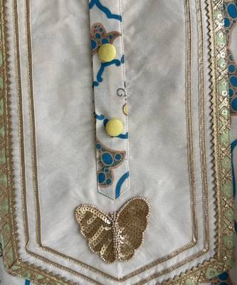 Blue printed cotton silk Boy's Kurta Pyjama 4