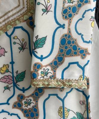Blue printed cotton silk Boy's Kurta Pyjama 5