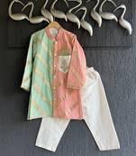 Multicolor embroidered cotton silk kurta pyjama