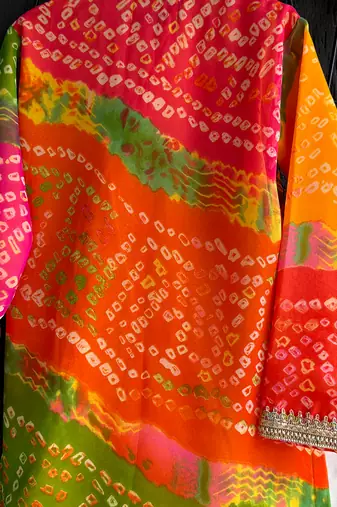Multicolor printed cotton silk kurta pyjama