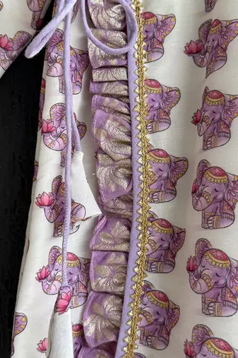 White printed cotton silk Boy's Kurta Pyjama