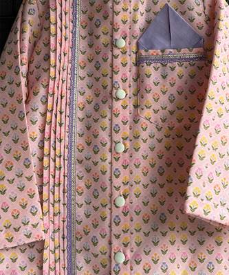 Pink printed cotton silk Boy's Kurta Pyjama 4