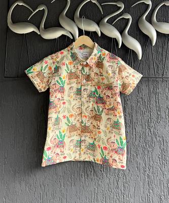 Multicolor printed cotton silk Boy's shirt and Lungi 1