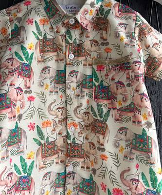 Multicolor printed cotton silk Boy's shirt and Lungi 2