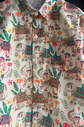 Multicolor printed cotton silk Boy's shirt and Lungi