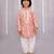 Peach printed cotton silk kurta pyjama
