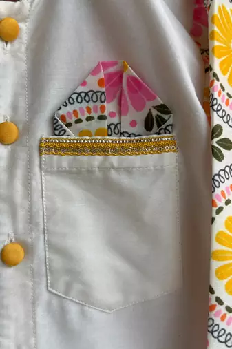 Multicolor printed cotton silk Boy's Kurta Pyjama