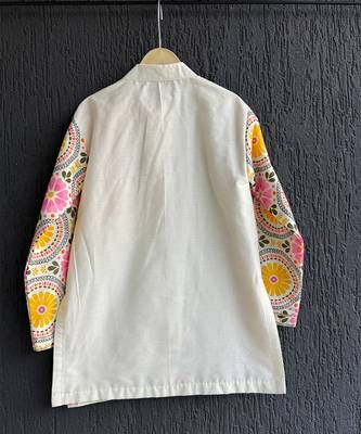 Multicolor printed cotton silk Boy's Kurta Pyjama 4