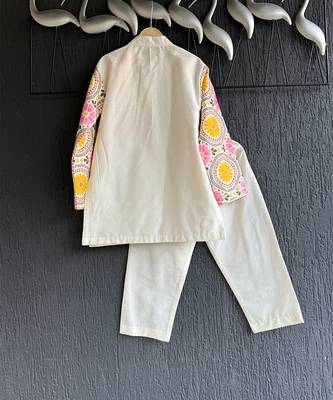 Multicolor printed cotton silk Boy's Kurta Pyjama 5