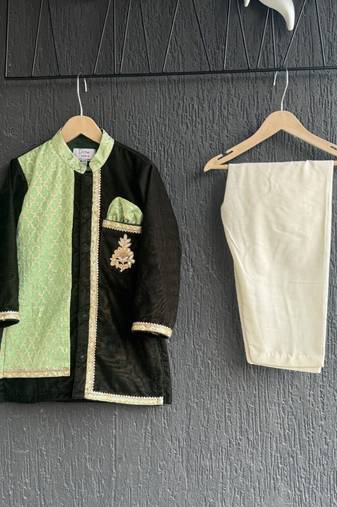 Multicolor embroidered cotton silk kurta pyjama