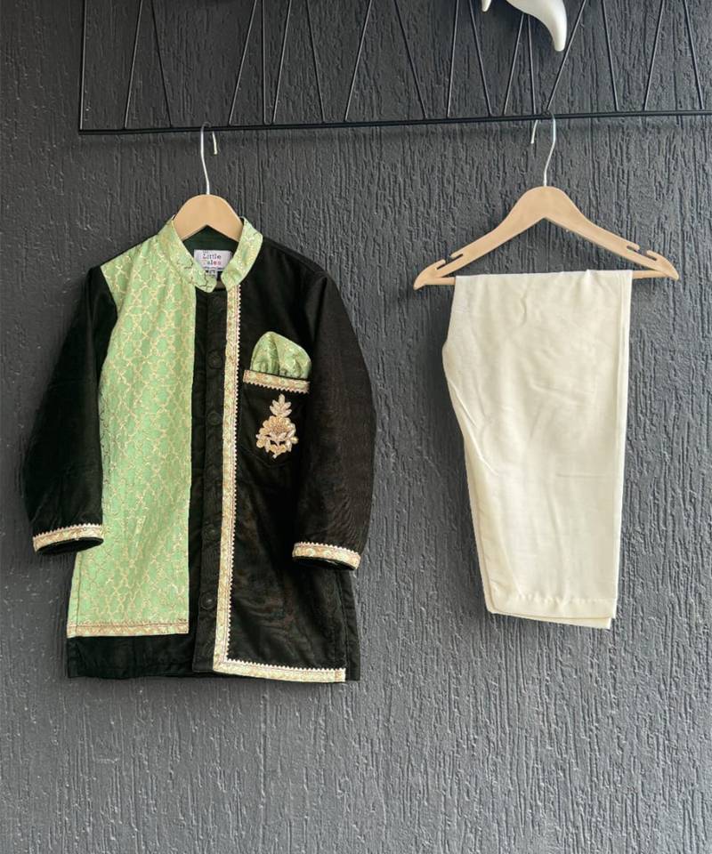 Multicolor embroidered cotton silk kurta pyjama