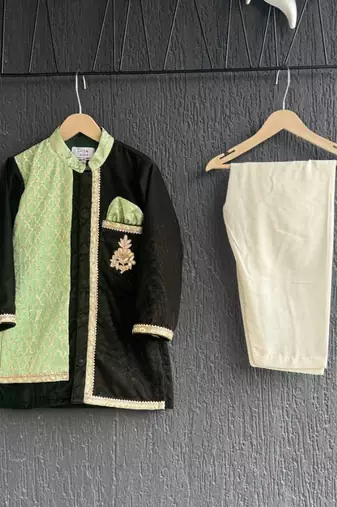 Multicolor embroidered cotton silk kurta pyjama