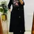 Black embroidered v neck pure cotton kurta trouser dupatta set