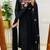 Black embroidered v neck pure cotton kurta trouser dupatta set