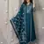 blue floral embroidered cotton kurta trouser dupatta set