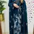 blue floral embroidered cotton kurta trouser dupatta set