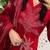 Red embroidered v neck pure cotton kurta trouser dupatta set