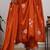 Orange floral embroidered round neck pure cotton kurta trouser dupatta set