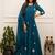 Blue embroidered round neck pure cotton kurta trouser dupatta set