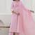 Pink embroidered v neck pure cotton kurta trouser dupatta set