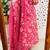 Pink printed round neck pure cotton kurta trouser dupatta set