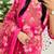 Pink printed round neck pure cotton kurta trouser dupatta set