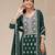 Green embroidered georgette palazzo style salwar suit