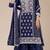 Blue embroidered georgette palazzo style salwar suit