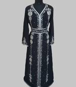 Black Silver stone and  Beads  Moroccan Kaftan With hijab