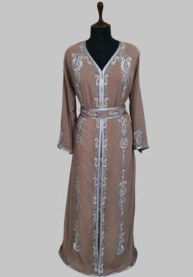 chiku  Silver stone and  Beads  Moroccan Kaftan With hijab 1