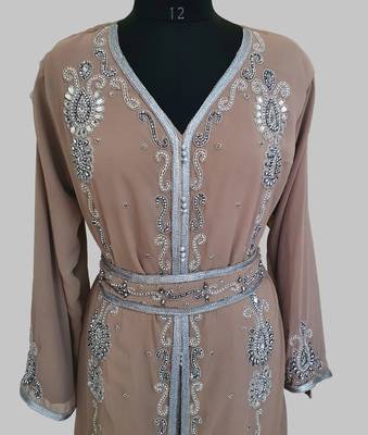 chiku  Silver stone and  Beads  Moroccan Kaftan With hijab 4