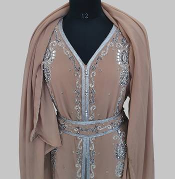chiku  Silver stone and  Beads  Moroccan Kaftan With hijab 5
