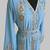 cyan blue Silver stone and  Beads  Moroccan Kaftan With hijab