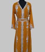 Mustand Silver stone and  Beads  Moroccan Kaftan With hijab 