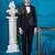 royal black floral print tuxedo with hand embroidery work