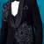 royal black floral print tuxedo with hand embroidery work