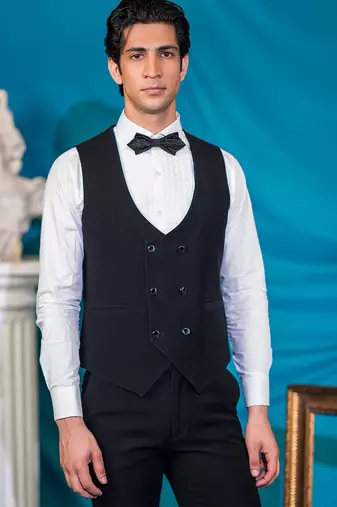 royal black floral print tuxedo with hand embroidery work