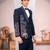 navy blue tuxedo with nature scenic print and hand embroidery